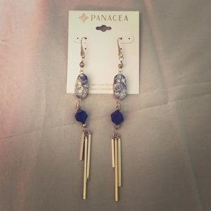 Black and gold long earrings